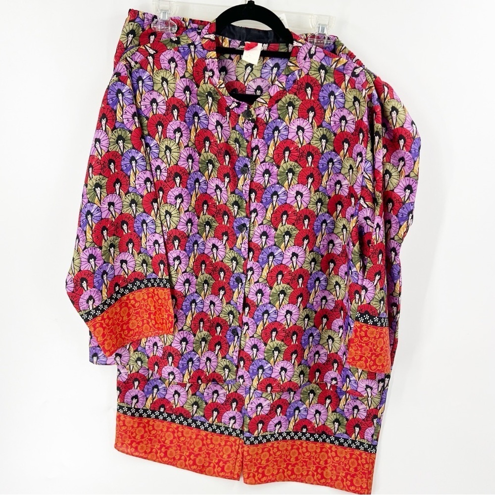 ✅ Vintage Josie Natori Japanese Geisha Kimono PAJAMA‎ SET SIZE LARGE
